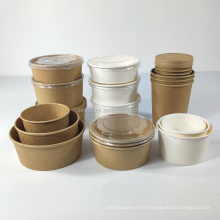 Disposable Food Grade Kraft Takeaway Biodegradable Cardboard Shallow Salad Bowl
